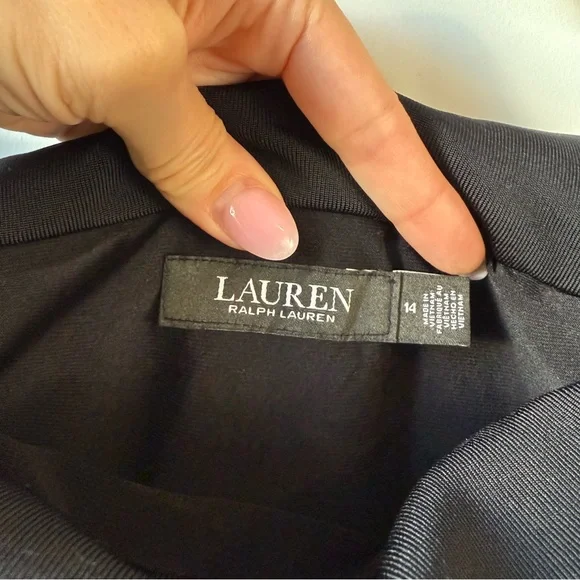 Lauren Ralph Lauren Off The Shoulder Long Sleeve Rib And‎ Crepe Gown Black 14 - Picture 5 of 9